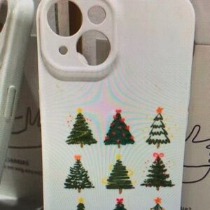 SHEIN Festive Christmas Tree Phone Case - White and Green
